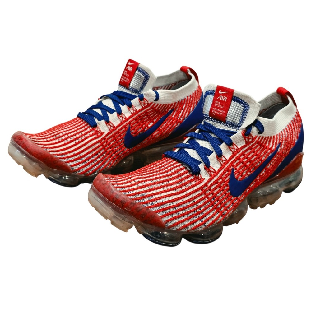 Nike Air VaporMax Flyknit 3 USA Red White Blue Men's 9.5 CW5585-100 Rare